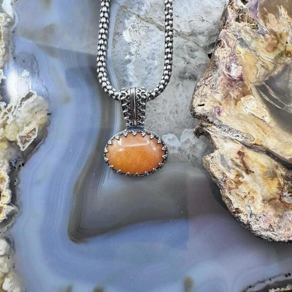 Carolyn Pollack Sterling Oval Carnelian Country Couture Pendant With Necklace - Picture 4 of 10